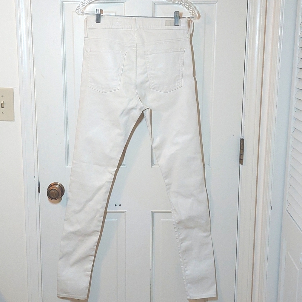 NWT AG Adriano Goldschmied Farrah Cream High-Rise Coated Skinny Jeans, Size 27 - Picture 3 of 9